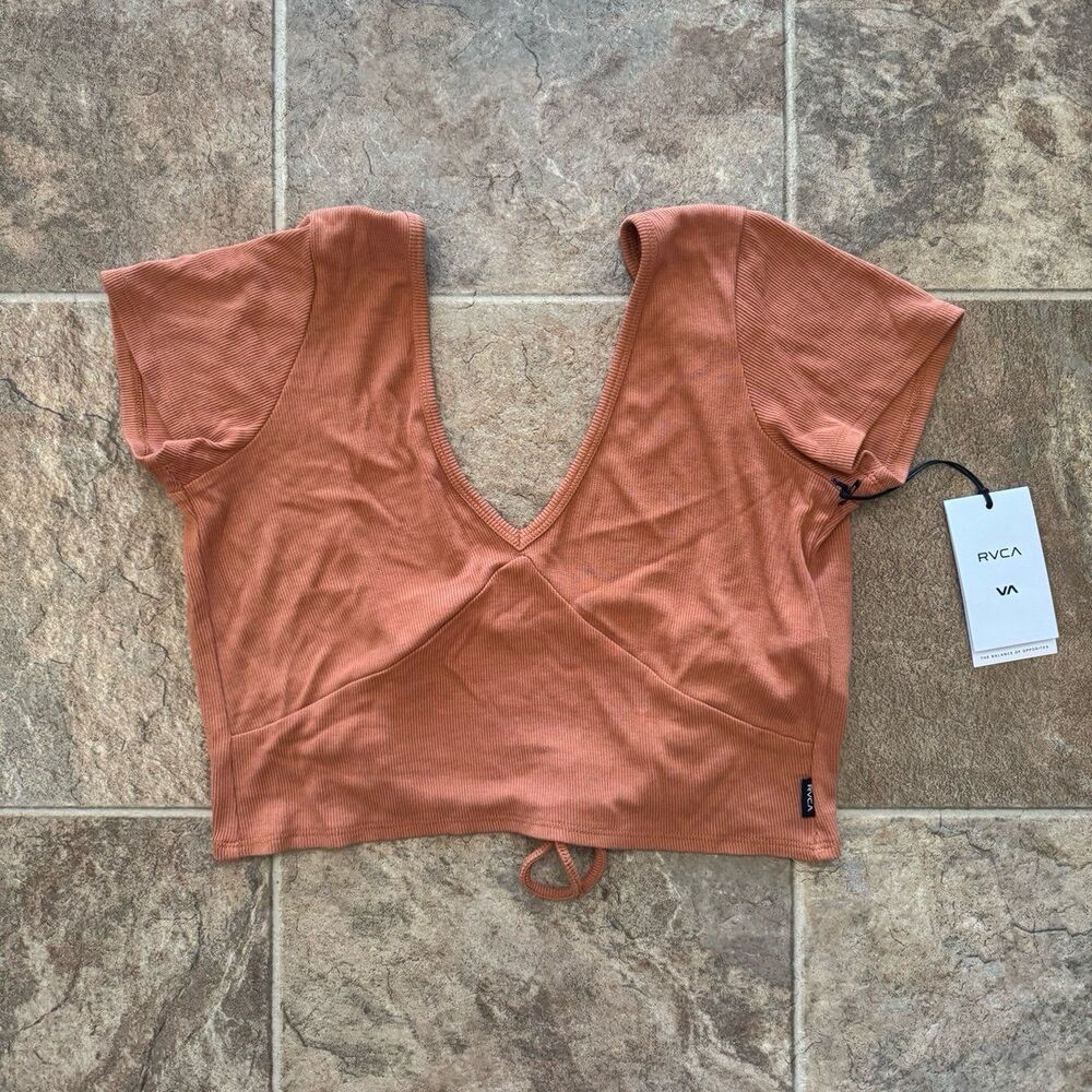 RVCA Smitten Keyhole Crop Top Terracotta Size Medium